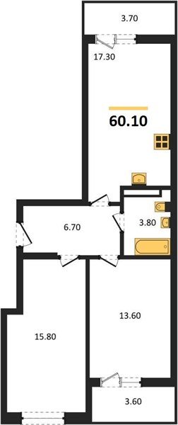 Фото №1: 2-комнатная квартира 60 м² - Краснодар, Прикубанский внутригородской округ, мкр. Прикубанский внутригородской округ