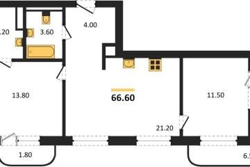 Фото №1: 2-комнатная квартира 66 м² - Краснодар, мкр. Прикубанский внутригородской округ, 