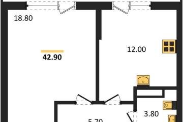Фото №1: 1-комнатная квартира 42 м² - Краснодар, мкр. Прикубанский внутригородской округ, 