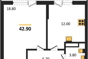 Фото №1: 1-комнатная квартира 42 м² - Краснодар, мкр. Прикубанский внутригородской округ, 