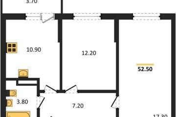 Фото №1: 2-комнатная квартира 52 м² - Краснодар, мкр. Прикубанский внутригородской округ, 