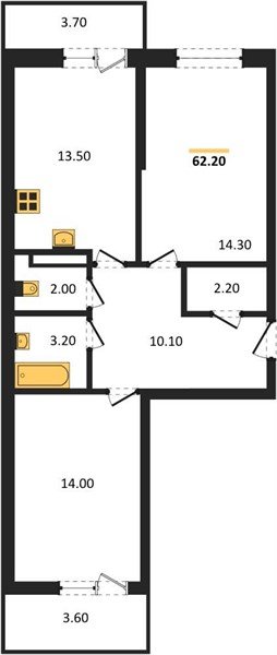 Фото №1: 2-комнатная квартира 62 м² - Краснодар, Прикубанский внутригородской округ, мкр. Прикубанский внутригородской округ