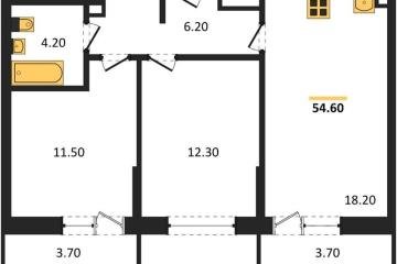 Фото №1: 2-комнатная квартира 54 м² - Краснодар, мкр. Прикубанский внутригородской округ,