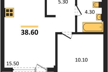 Фото №1: 1-комнатная квартира 38 м² - Краснодар, мкр. квартал Самолёт 7,