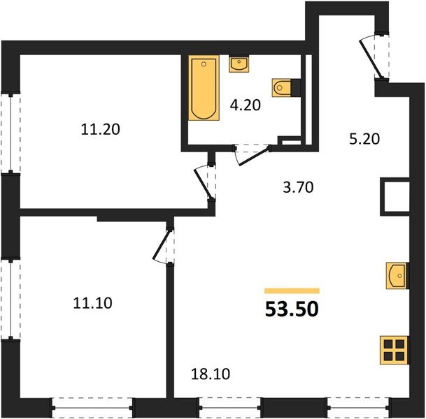 Фото №1: 2-комнатная квартира 53 м² - Краснодар, мкр. Прикубанский внутригородской округ