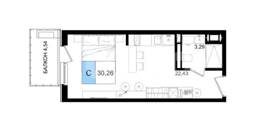 Фото №1: Апартаменты 30 м² - Анапа, ул. Симферопольское шоссе, 100