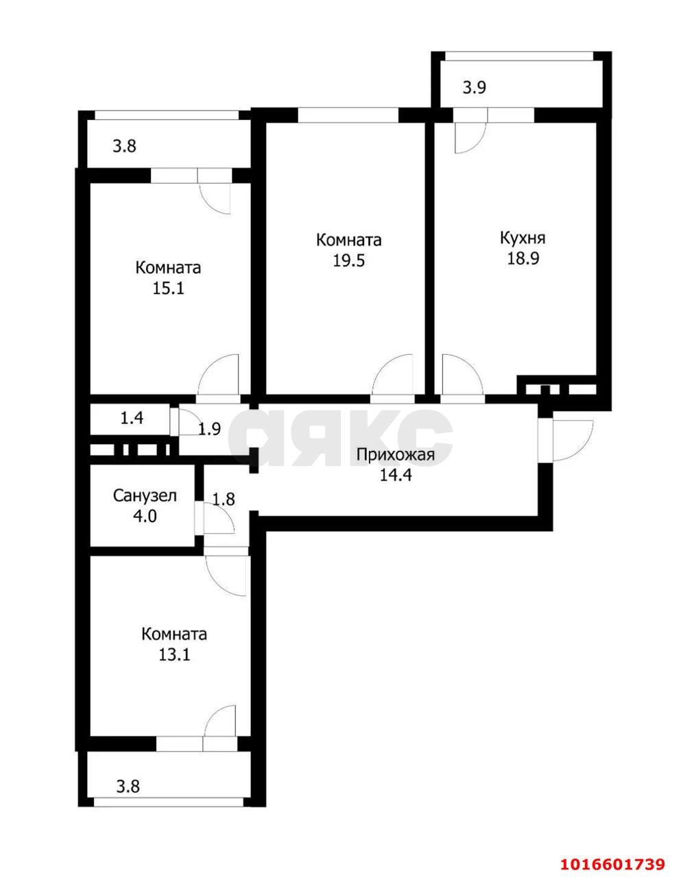 Фото №2: 3-комнатная квартира 91 м² - Краснодар, Прикубанский внутригородской округ, мкр. Новый, ул. 9-я Тихая, 17