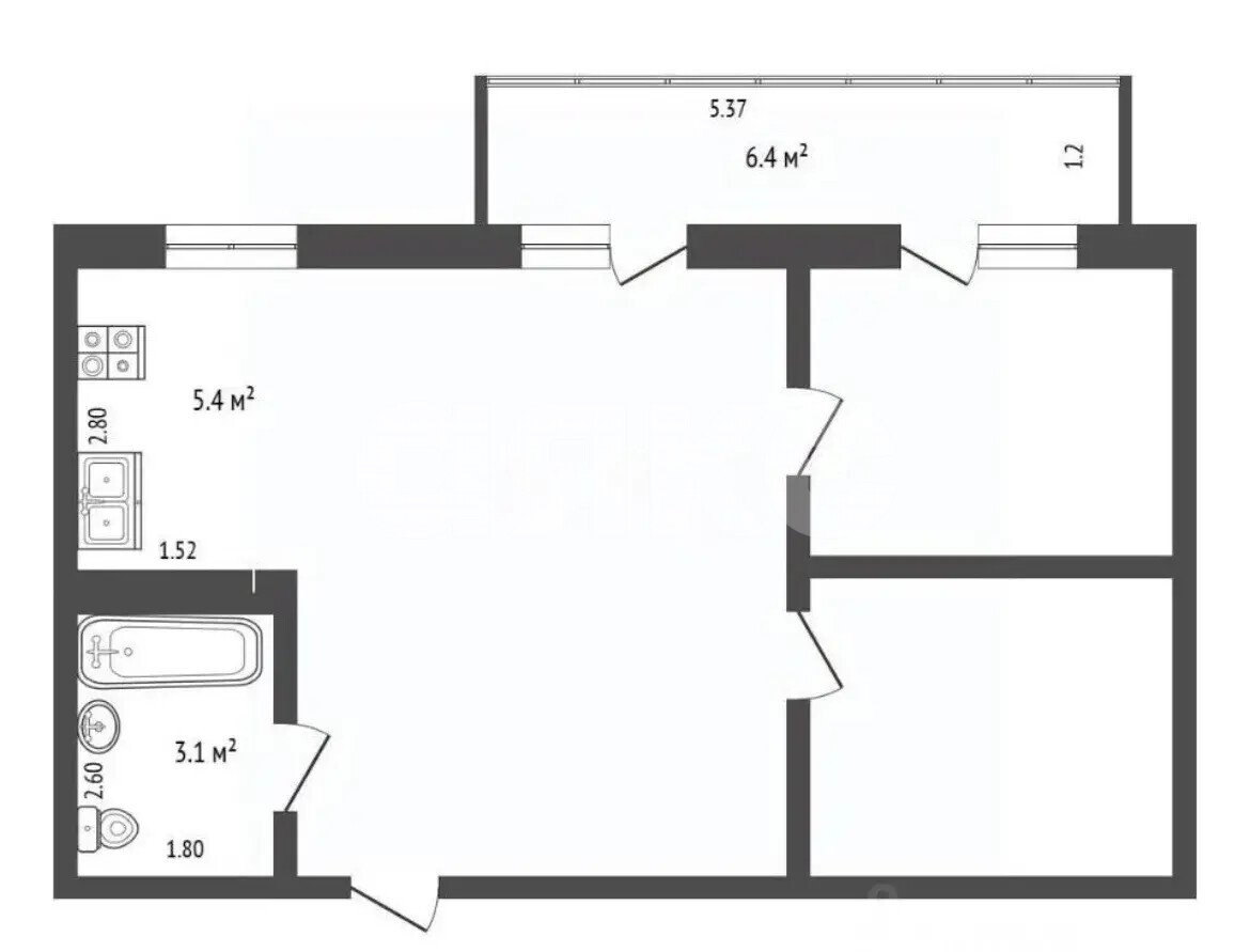 Фото №28: 3-комнатная квартира 57 м² - Анапа, Парковый, мкр. ЖК Времена Года, ул. Мирная, 29к1