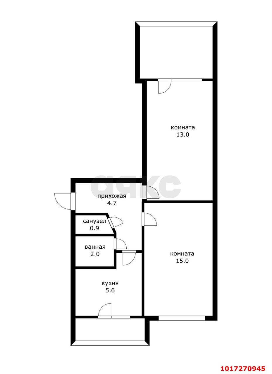 Фото №2: 2-комнатная квартира 45 м² - Краснодар, Центральный внутригородской округ, мкр. Центральный, ул. Янковского, 155А