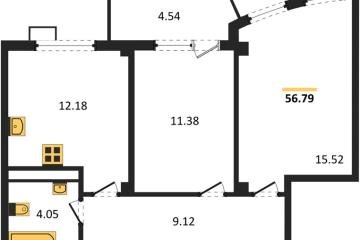 Фото №1: 2-комнатная квартира 56 м² - Краснодар, мкр. жилой комплекс Режиссёр, ул. Уральская, 100/8