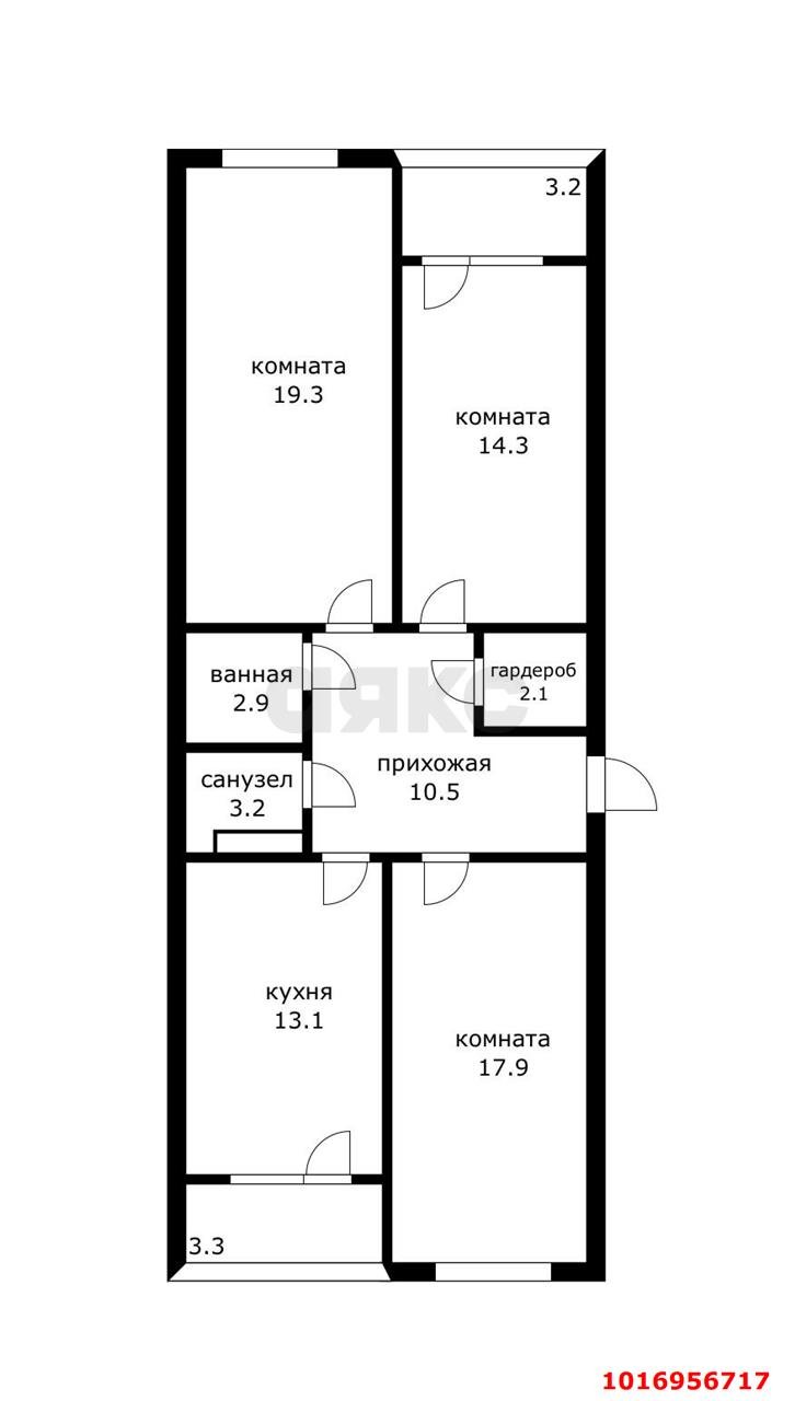 Фото №16: 3-комнатная квартира 82 м² - Краснодар, Карасунский внутригородской округ, жилой комплекс На Магистральной, мкр. Камвольно-суконный Комбинат, ул. Магистральная, 11к3
