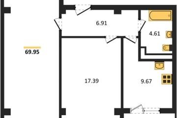 Фото №1: 2-комнатная квартира 69 м² - Краснодар, мкр. жилой комплекс Режиссёр, ул. Уральская, 100/8