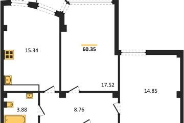 Фото №1: 2-комнатная квартира 60 м² - Краснодар, мкр. жилой комплекс Режиссёр, ул. Уральская, 100/8