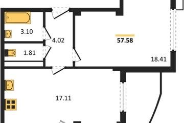Фото №1: 1-комнатная квартира 57 м² - Краснодар, мкр. жилой комплекс Режиссёр, ул. Уральская, 100/8