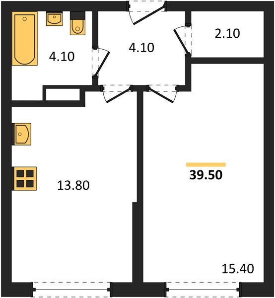 Фото №1: 1-комнатная квартира 39 м² - Краснодар, Прикубанский внутригородской округ, мкр. Догма Парк