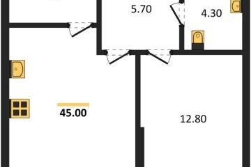 Фото №1: 1-комнатная квартира 45 м² - Краснодар, мкр. Догма Парк, 