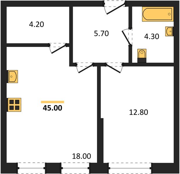 Фото №1: 1-комнатная квартира 45 м² - Краснодар, Прикубанский внутригородской округ, Прикубанский внутригородской округ, Догма Парк, мкр. Догма Парк
