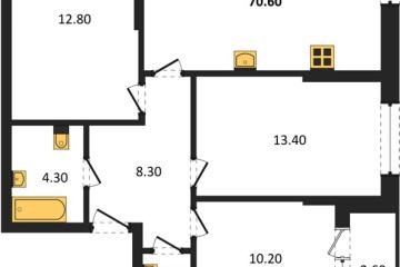 Фото №1: 3-комнатная квартира 70 м² - Краснодар, мкр. Догма Парк, ул. Марины Цветаевой, 33