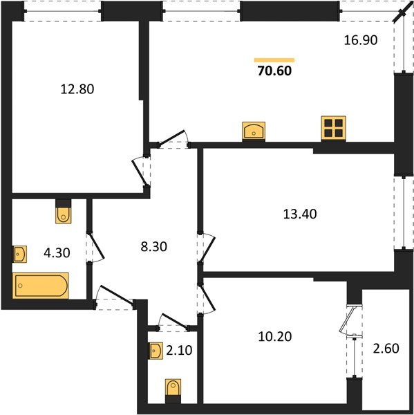 Фото №1: 3-комнатная квартира 70 м² - Краснодар, Прикубанский внутригородской округ, мкр. Догма Парк, ул. Марины Цветаевой, 33