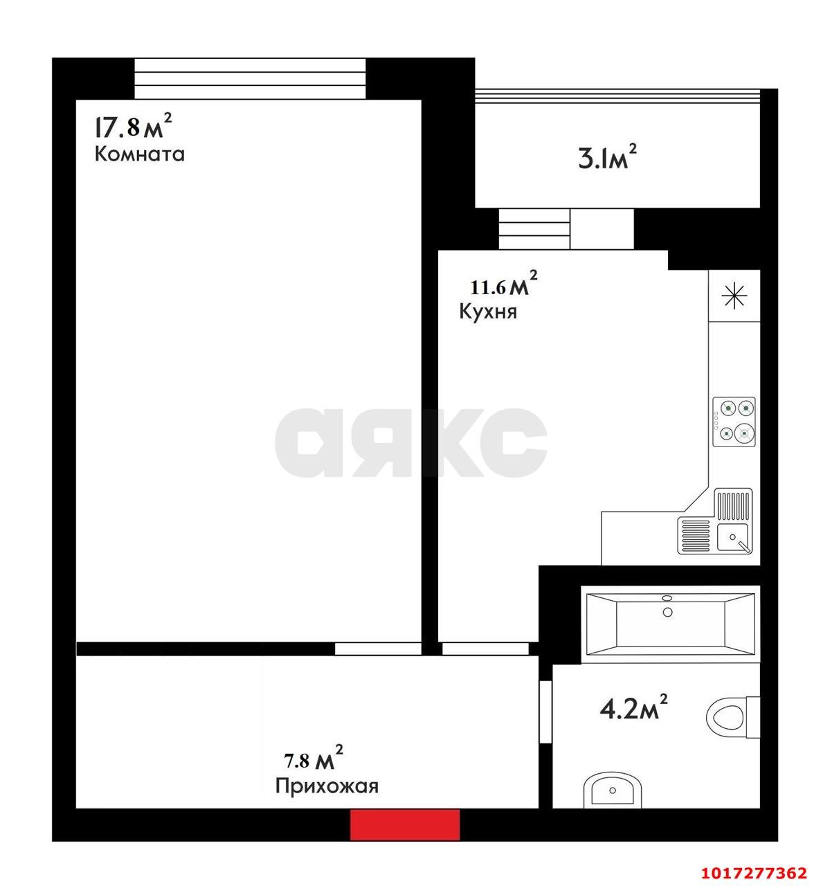 Фото №12: 1-комнатная квартира 44 м² - Краснодар, Карасунский внутригородской округ, мкр. Почтовый, ул. имени Валерия Гассия, 3