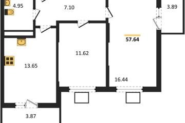 Фото №1: 2-комнатная квартира 57 м² - Северская, мкр. ЖК Цветной Бульвар, 