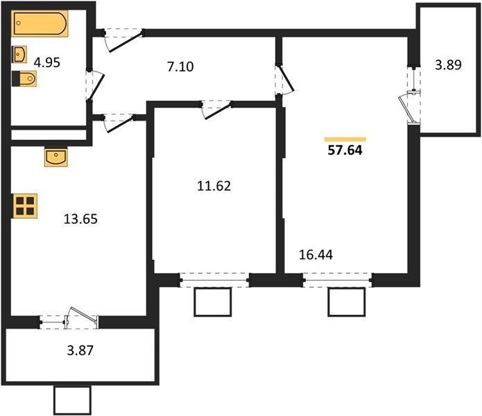 Фото №1: 2-комнатная квартира 57 м² - Северская, мкр. ЖК Цветной Бульвар