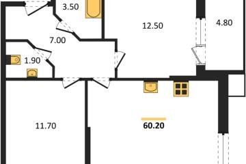 Фото №1: 2-комнатная квартира 60 м² - Краснодар, мкр. Парк Победы, 