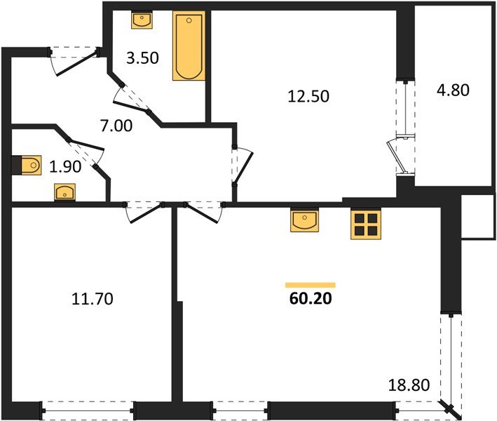 Фото №1: 2-комнатная квартира 60 м² - Краснодар, Прикубанский внутригородской округ, мкр. Парк Победы