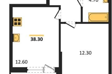 Фото №1: 1-комнатная квартира 38 м² - Краснодар, мкр. Парк Победы, 
