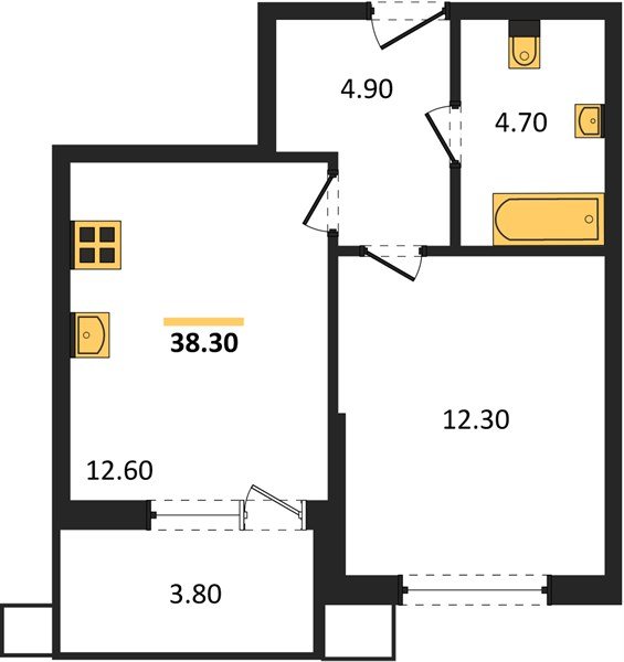 Фото №1: 1-комнатная квартира 38 м² - Краснодар, Прикубанский внутригородской округ, мкр. Парк Победы