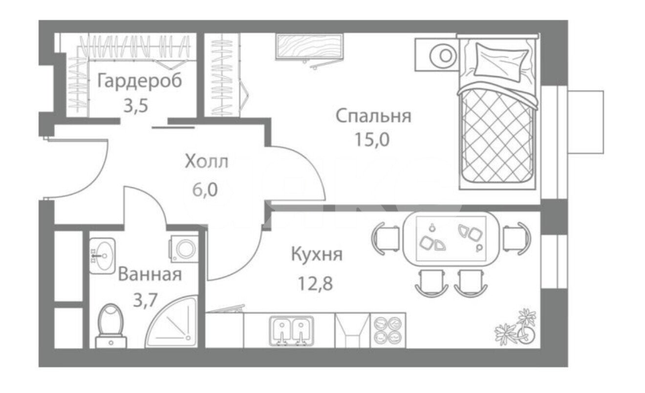 Фото №1: 1-комнатная квартира <span class="whitespace-nowrap">41 м²</span>, <span class="whitespace-nowrap">1/17 эт.</span> - Москва, ул. Сколковское шоссе, 40к4