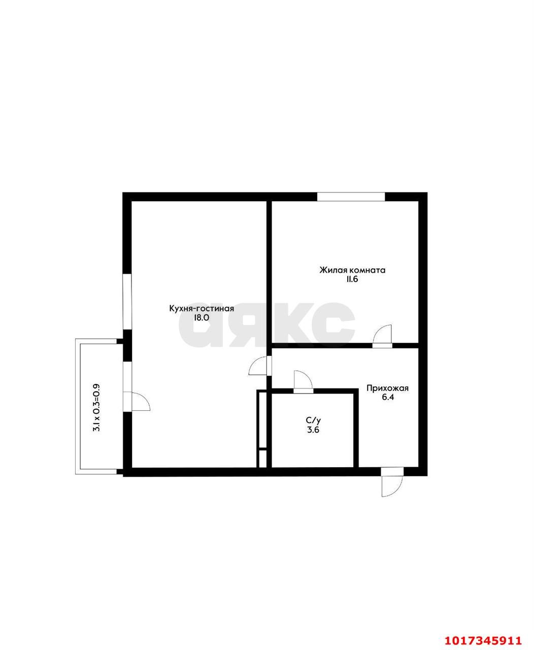 Фото №2: 1-комнатная квартира 44 м² - Краснодар, Прикубанский внутригородской округ, мкр. жилой комплекс Свобода, ул. Домбайская, 55к4