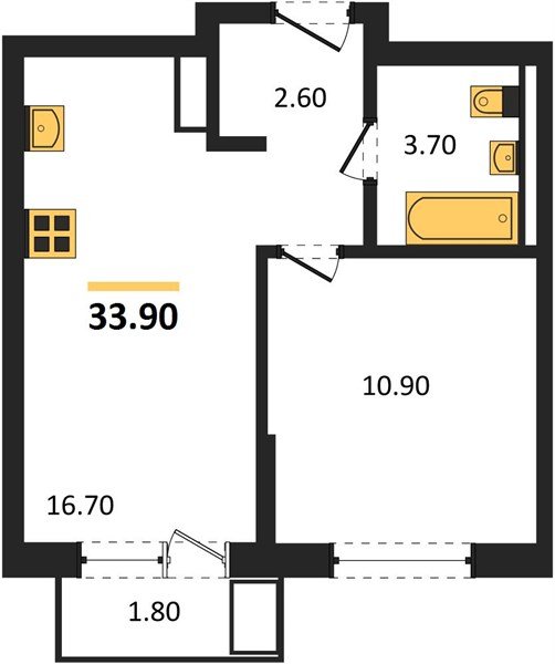 Фото №1: 1-комнатная квартира 33 м² - Краснодар, мкр. Прикубанский внутригородской округ