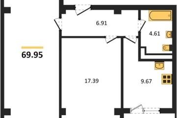 Фото №1: 2-комнатная квартира 69 м² - Краснодар, мкр. жилой комплекс Режиссёр, ул. Уральская, 100/8