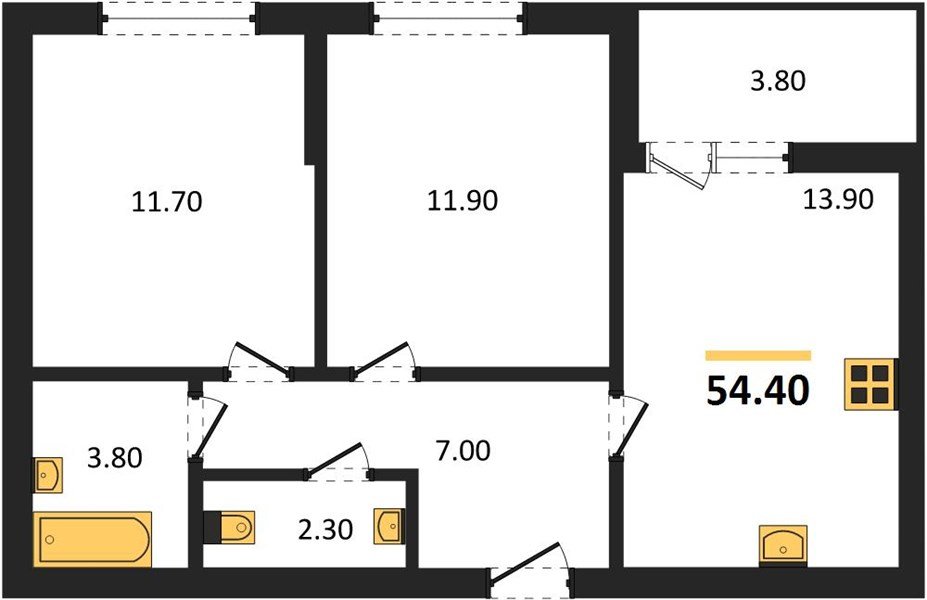 Фото №1: 2-комнатная квартира 54 м² - Краснодар, мкр. Прикубанский внутригородской округ