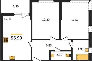Фото №1: 2-комнатная квартира 56 м² - Краснодар, мкр. Прикубанский внутригородской округ, 
