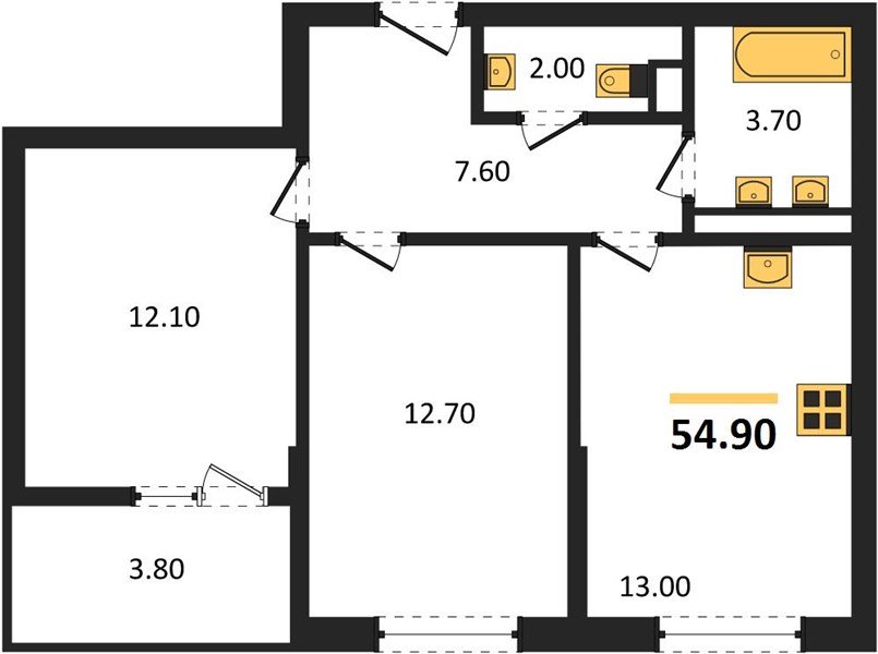 Фото №1: 2-комнатная квартира 54 м² - Краснодар, мкр. Прикубанский внутригородской округ