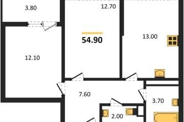 Фото №1: 2-комнатная квартира 54 м² - Краснодар, мкр. Прикубанский внутригородской округ, 
