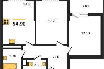 Фото №1: 2-комнатная квартира 54 м² - Краснодар, мкр. Прикубанский внутригородской округ, 