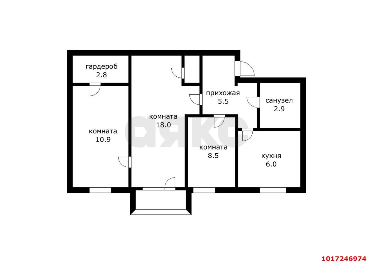 Фото №15: 3-комнатная квартира 57 м² - Краснодар, Карасунский внутригородской округ, мкр. Черёмушки, ул. 2-я Пятилетка, 8