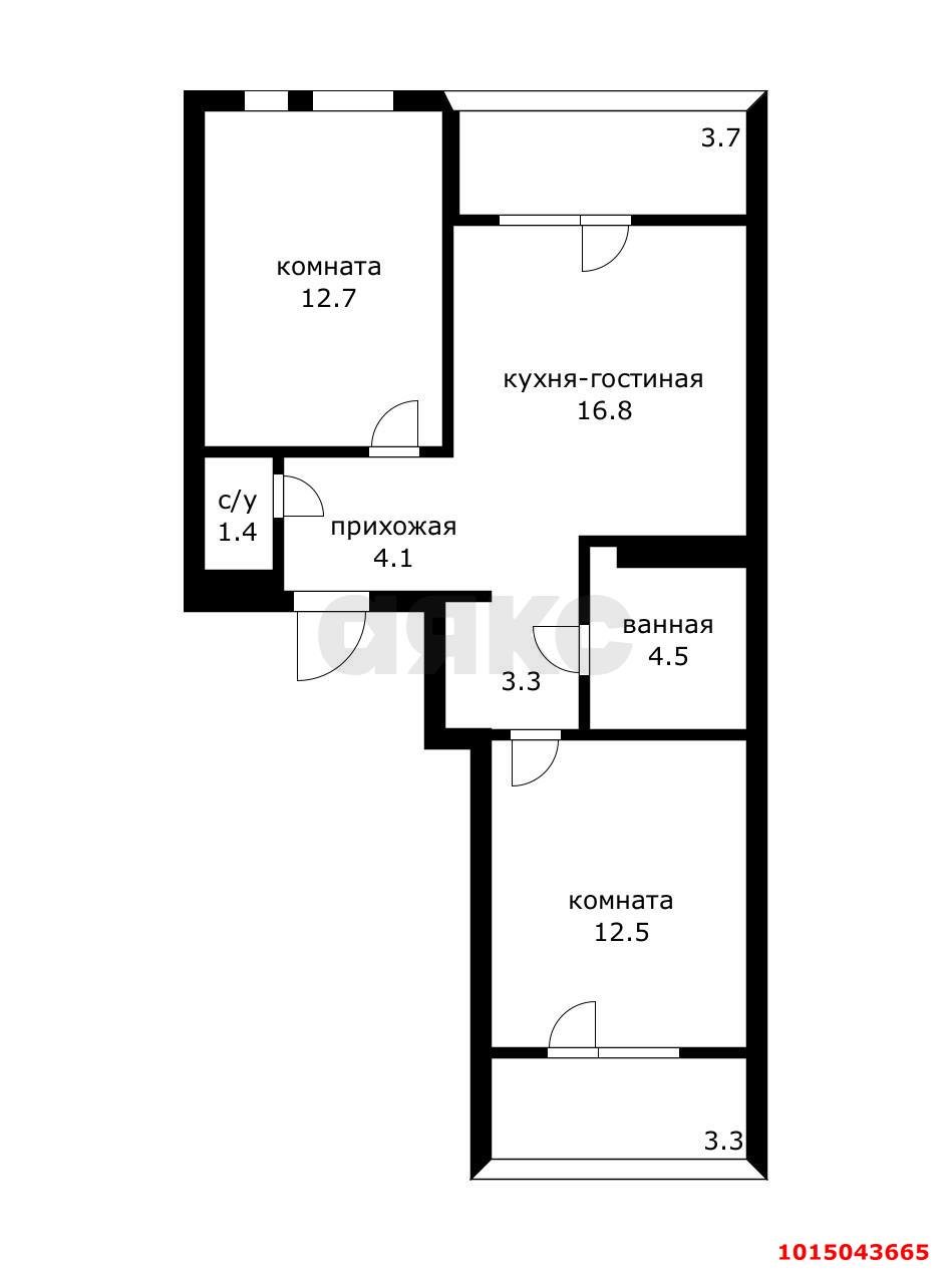 Фото №5: 2-комнатная квартира 58 м² - Краснодар, Прикубанский внутригородской округ, мкр. ЖК Эрмитаж, ул. им. Мурата Ахеджака, 20