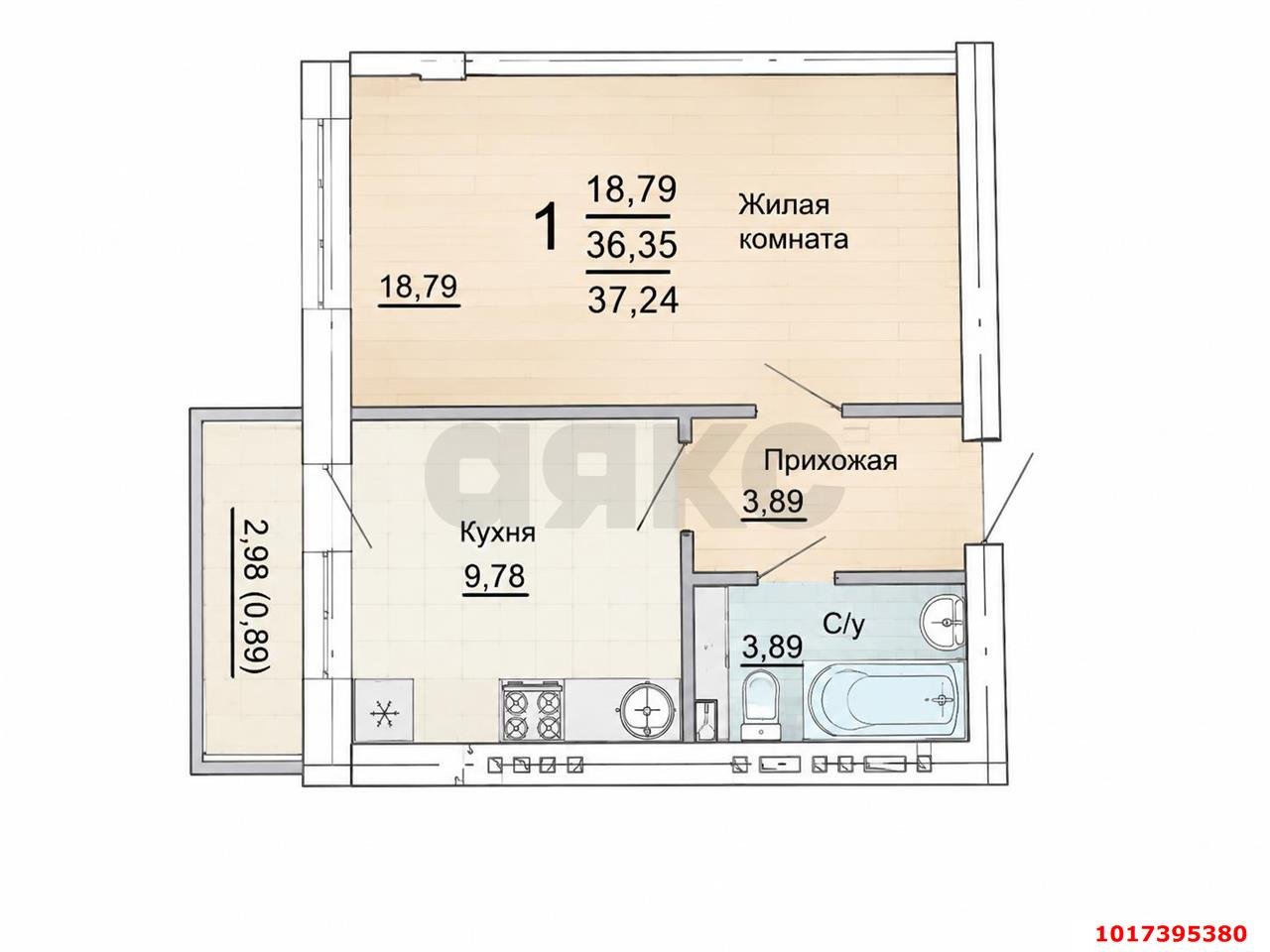 Фото №9: 1-комнатная квартира 40 м² - Краснодар, Прикубанский внутригородской округ, мкр. жилой комплекс Россинский, пр-д 1-й Краснодарский, 2к2
