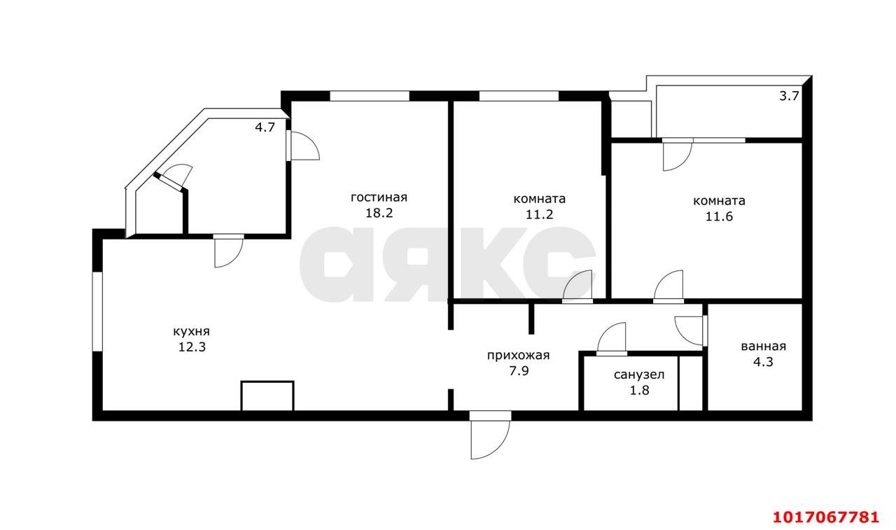 Фото №2: 3-комнатная квартира 75 м² - Краснодар, Прикубанский внутригородской округ, мкр. 2-я Площадка, ул. Ветеранов, 85к4