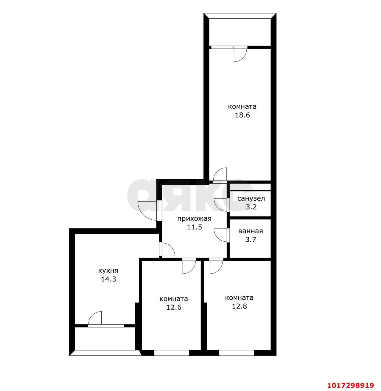 Фото №16: 3-комнатная квартира 75 м² - Краснодар, Прикубанский внутригородской округ, мкр. ЖК Улыбка, ул. имени Героя Георгия Бочарникова, 2