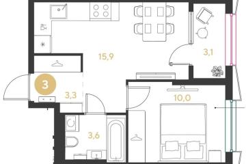 Фото №1: 1-комнатная квартира 35 м² - Краснодар, мкр. Прикубанский внутригородской округ, 
