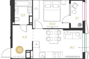 Фото №1: 1-комнатная квартира 37 м² - Краснодар, мкр. Прикубанский внутригородской округ, 