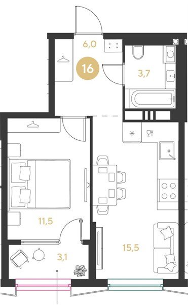 Фото №1: 1-комнатная квартира 39 м² - Краснодар, мкр. Прикубанский внутригородской округ