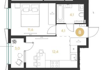 Фото №1: 1-комнатная квартира 35 м² - Краснодар, мкр. Прикубанский внутригородской округ, 