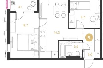 Фото №1: 2-комнатная квартира 49 м² - Краснодар, мкр. Прикубанский внутригородской округ, 