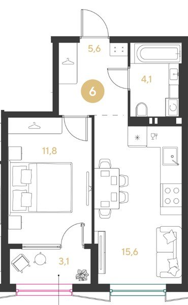 Фото №1: 1-комнатная квартира 40 м² - Краснодар, мкр. Прикубанский внутригородской округ